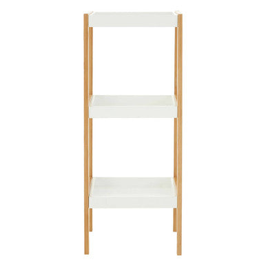 Three Tiered White and Natural Shelf Unit | Nostra