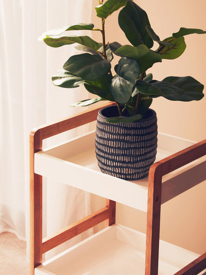 Three Tiered White and Natural Shelf Unit | Nostra