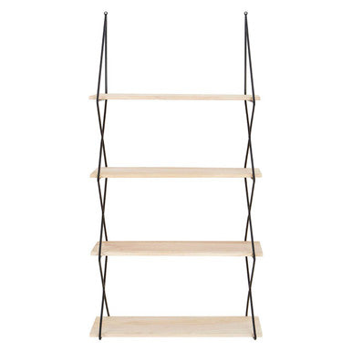 Brixton Black and Natural Wooden 4 Tier Wall Shelf