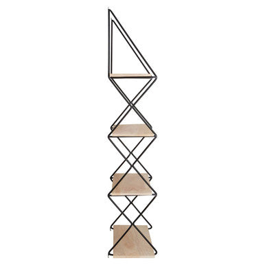 Brixton Black and Natural Wooden 4 Tier Wall Shelf