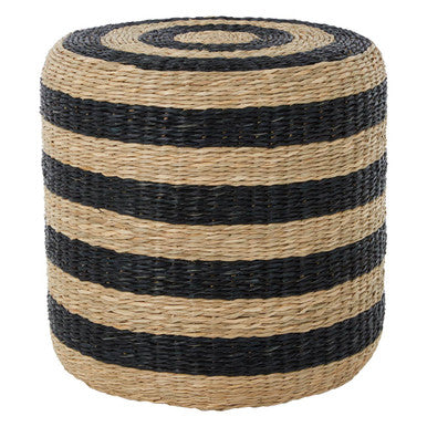 Ashby Black and Natural Seagrass Pouffe