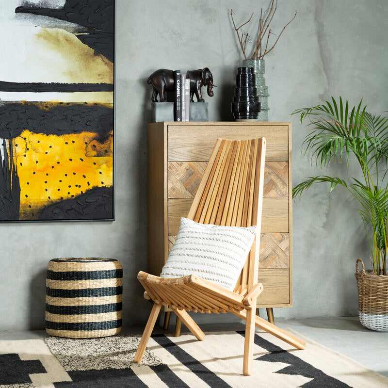 Ashby Black and Natural Seagrass Pouffe