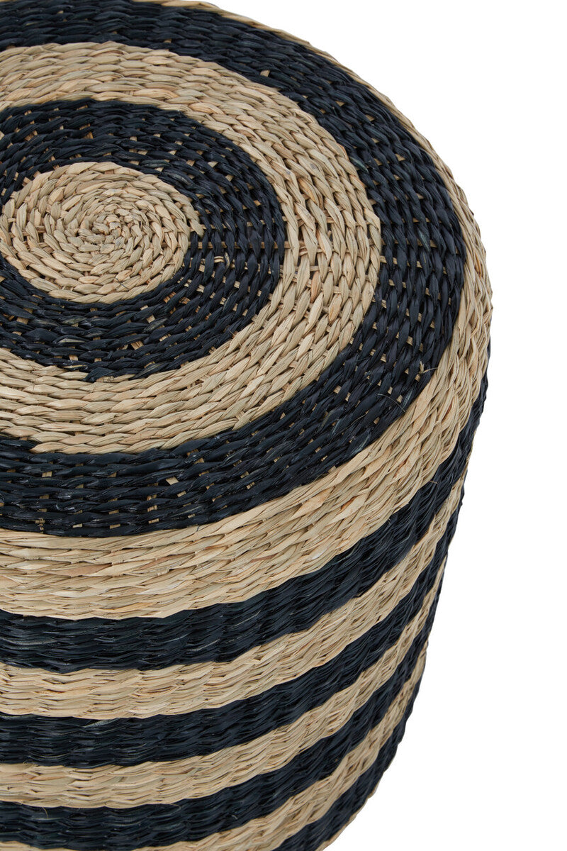 Ashby Black and Natural Seagrass Pouffe
