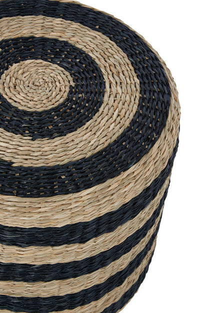 Ashby Black and Natural Seagrass Pouffe