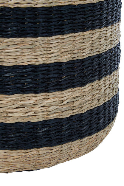 Ashby Black and Natural Seagrass Pouffe