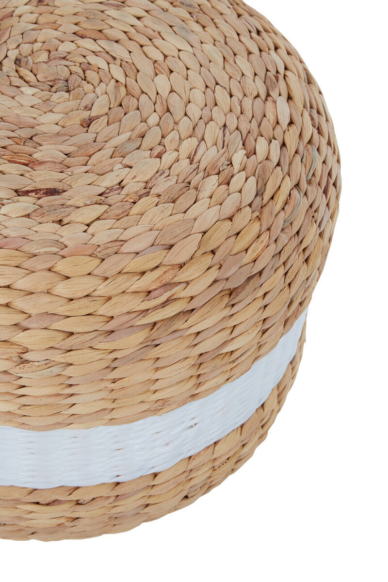Ashby White And Natural Water Hyacinth Pouffe