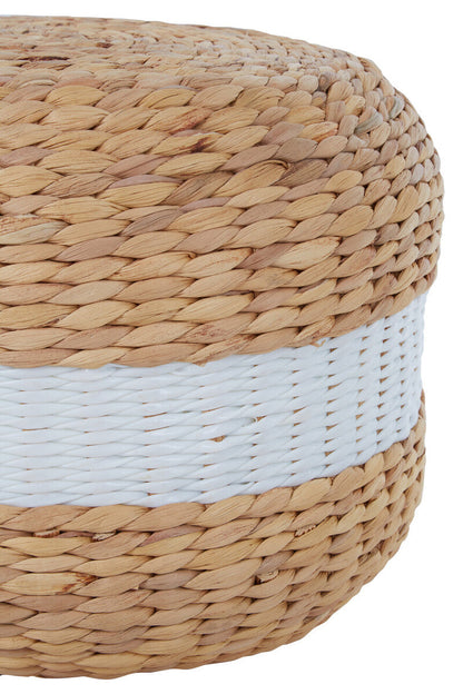 Ashby White And Natural Water Hyacinth Pouffe