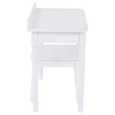 Kids White Children Dressing Table And Stool With Heart-Shaped Mirror
