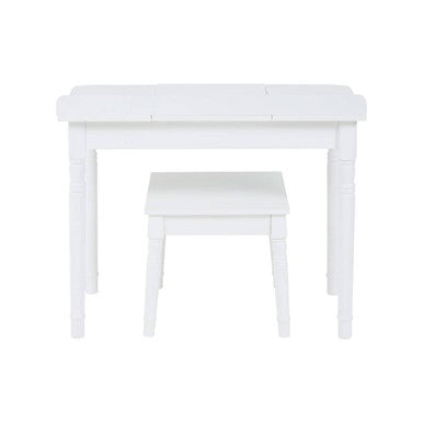 Kids White Children Dressing Table And Stool With Heart-Shaped Mirror