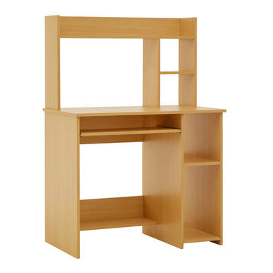 Bradbury Natural Wooden Home Office Desk with Shelves