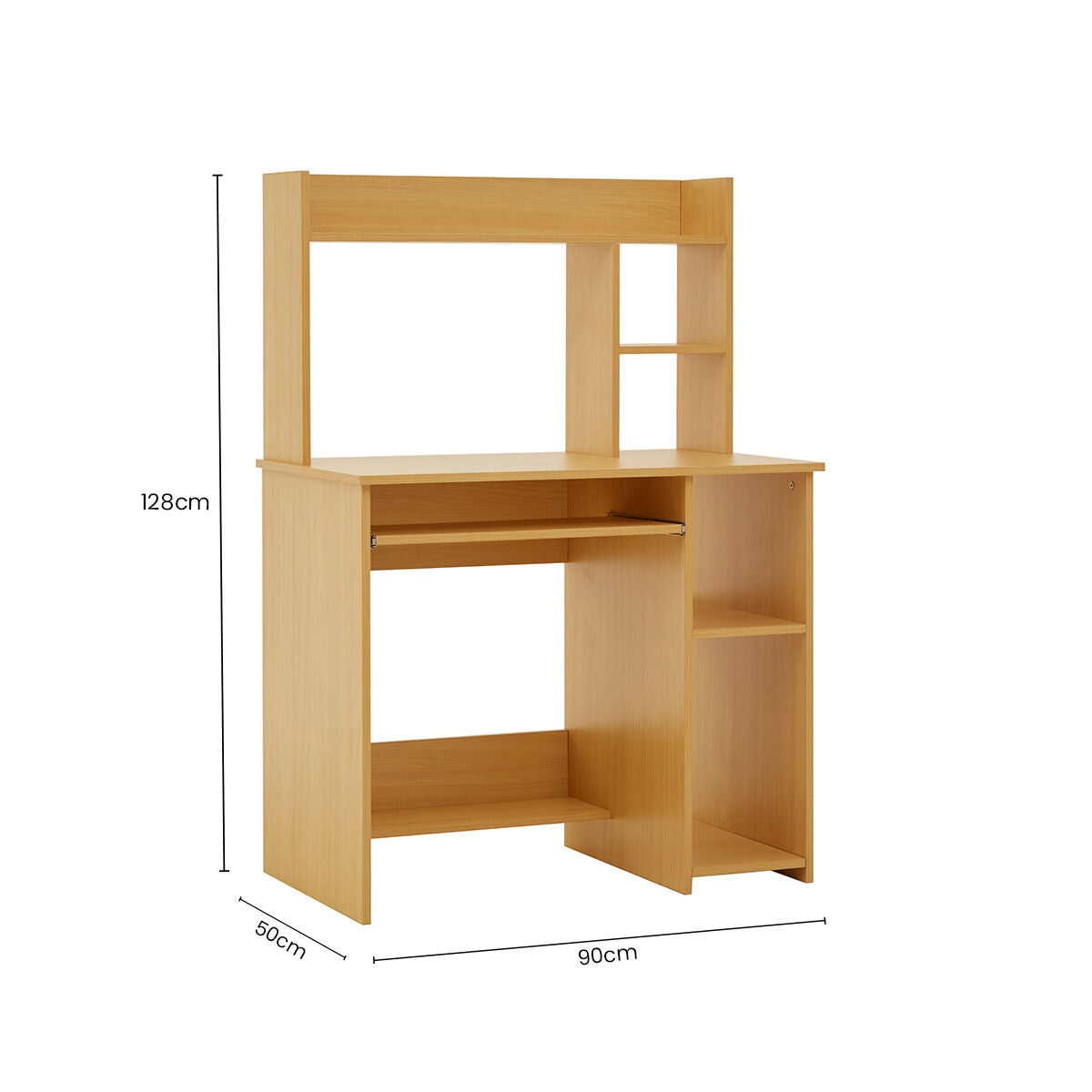 Bradbury Natural Wooden Home Office Desk with Shelves