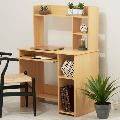 Bradbury Natural Wooden Home Office Desk with Shelves