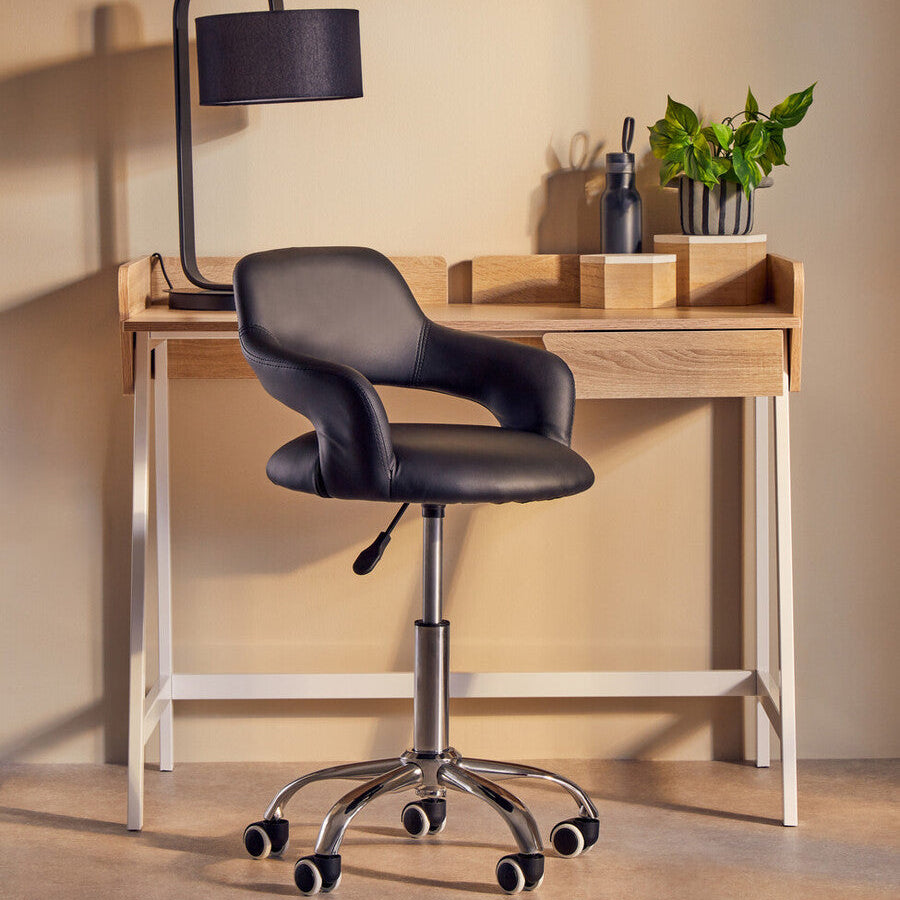 Black Home Office Chair with Curved Back | Fionna