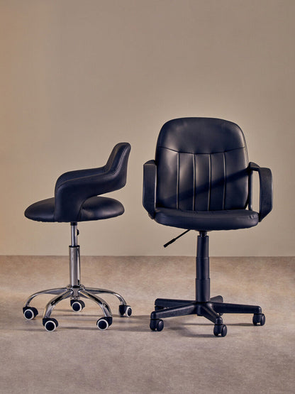 Black Home Office Chair with Curved Back | Fionna