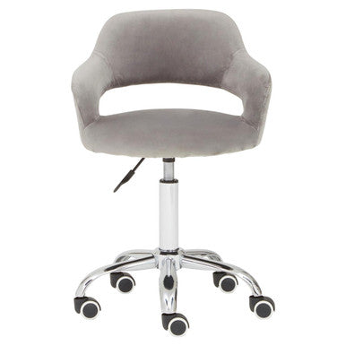 Grey Velvet Home Office Chair with Curved Back | Fionna