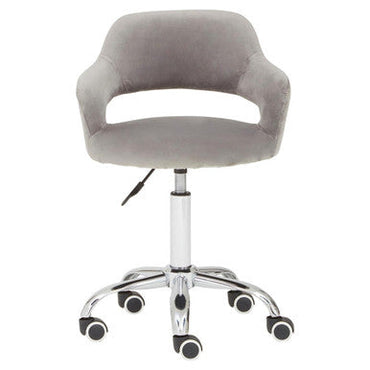 Grey Velvet Home Office Chair with Curved Back | Fionna