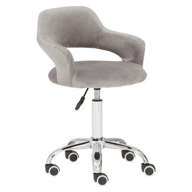 Grey Velvet Home Office Chair with Curved Back | Fionna