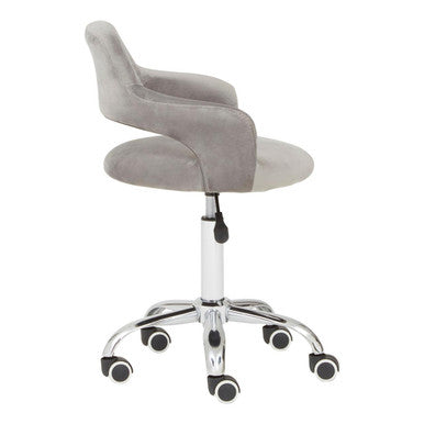 Grey Velvet Home Office Chair with Curved Back | Fionna