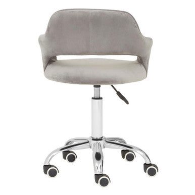 Grey Velvet Home Office Chair with Curved Back | Fionna