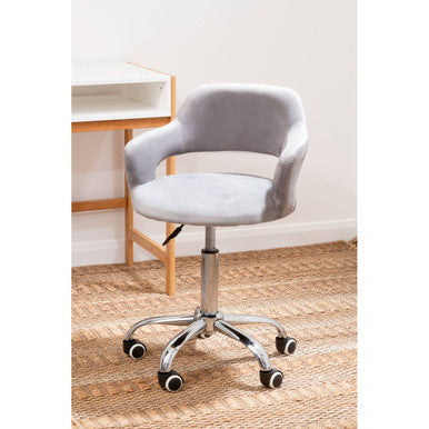 Grey Velvet Home Office Chair with Curved Back | Fionna