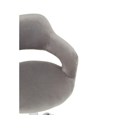 Grey Velvet Home Office Chair with Curved Back | Fionna