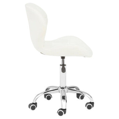 White Velvet Quilted Home Office Chair | Franki