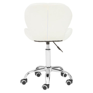 White Velvet Quilted Home Office Chair | Franki
