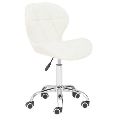 White Velvet Quilted Home Office Chair | Franki