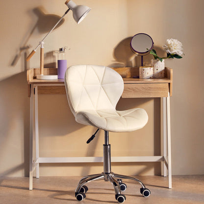 White Velvet Quilted Home Office Chair | Franki