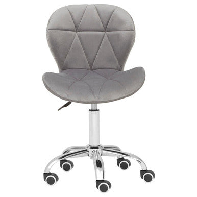 Grey Velvet Quilted Home Office Chair | Franki