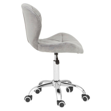 Grey Velvet Quilted Home Office Chair | Franki