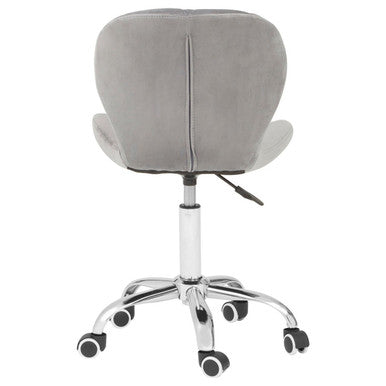Grey Velvet Quilted Home Office Chair | Franki