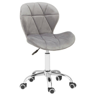 Grey Velvet Quilted Home Office Chair | Franki