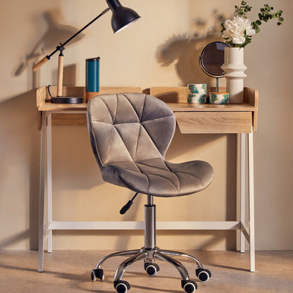 Grey Velvet Quilted Home Office Chair | Franki