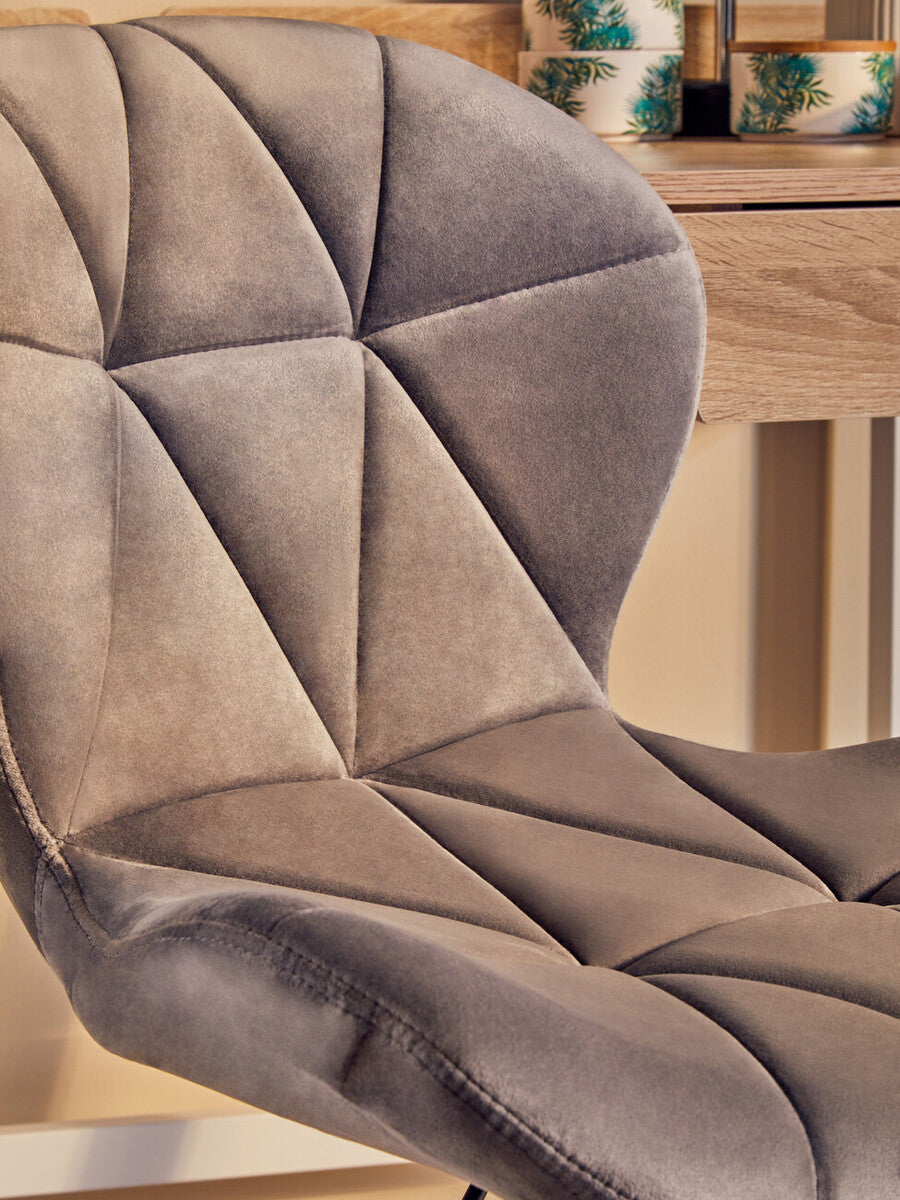 Grey Velvet Quilted Home Office Chair | Franki