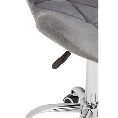 Grey Velvet Quilted Home Office Chair | Franki