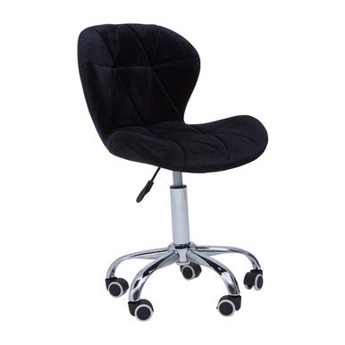 Black Velvet Quilted Home Office Chair | Franki