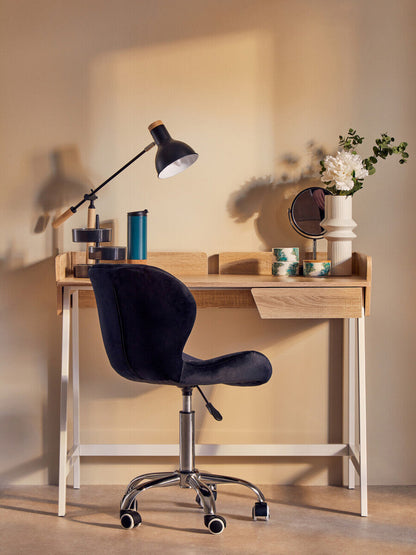 Black Velvet Quilted Home Office Chair | Franki