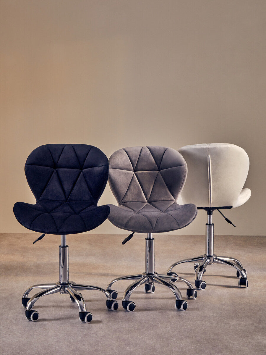 Black Velvet Quilted Home Office Chair | Franki