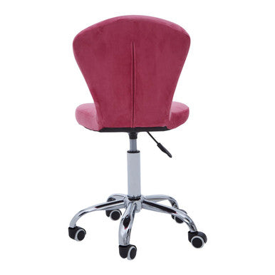 Pink Velvet Buttoned Home Office Chair | Fayth