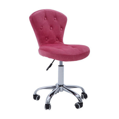 Pink Velvet Buttoned Home Office Chair | Fayth