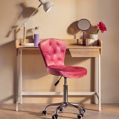Pink Velvet Buttoned Home Office Chair | Fayth