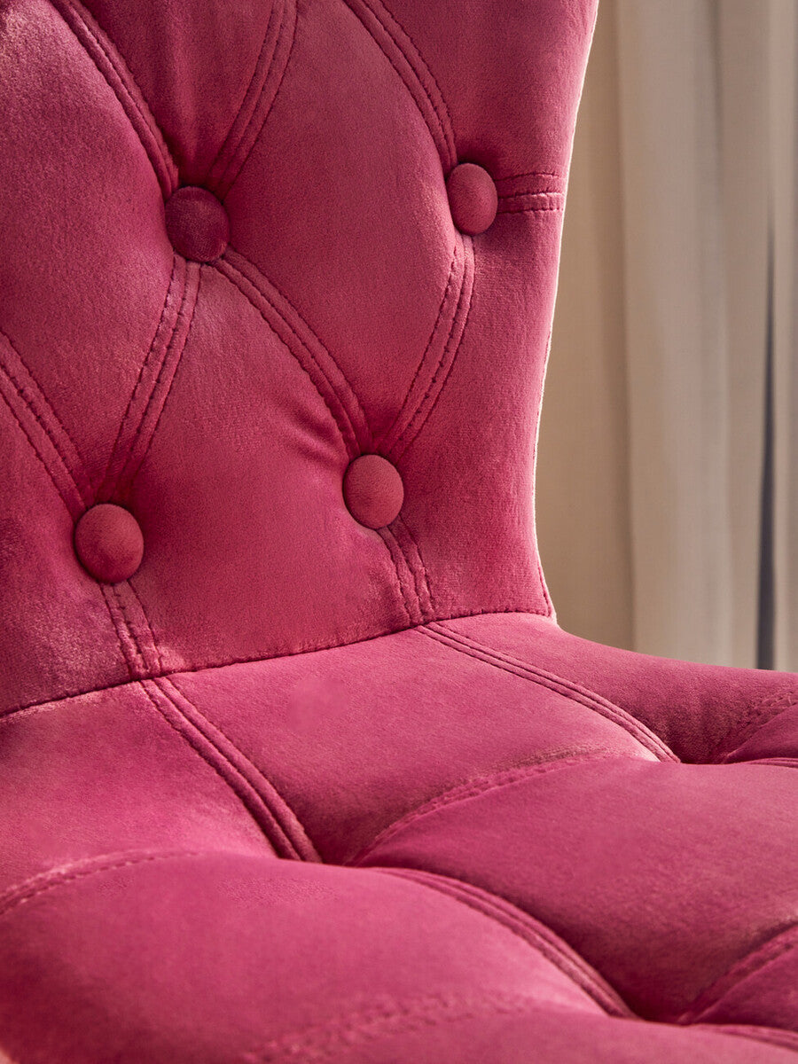Pink Velvet Buttoned Home Office Chair | Fayth