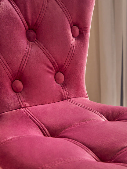 Pink Velvet Buttoned Home Office Chair | Fayth
