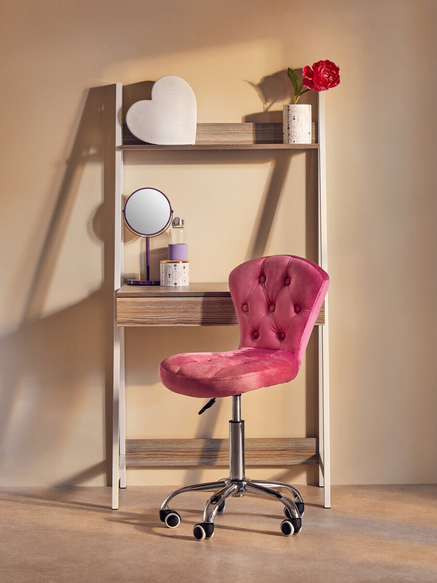 Pink Velvet Buttoned Home Office Chair | Fayth