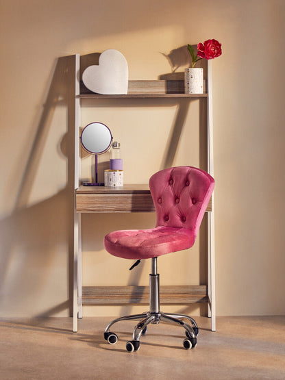 Pink Velvet Buttoned Home Office Chair | Fayth