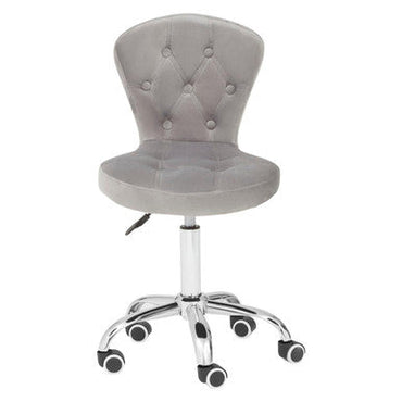 Grey Velvet Buttoned Home Office Chair | Fayth