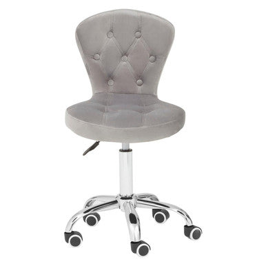 Grey Velvet Buttoned Home Office Chair | Fayth
