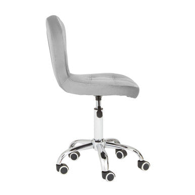 Grey Velvet Buttoned Home Office Chair | Fayth