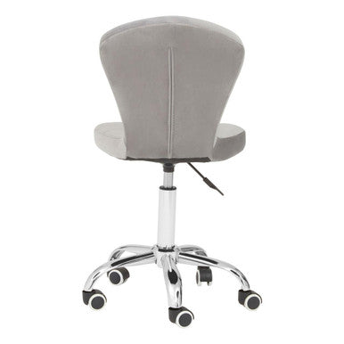 Grey Velvet Buttoned Home Office Chair | Fayth